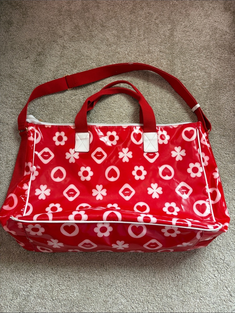 Red Floral & Heart Tote Bag - Women moschino